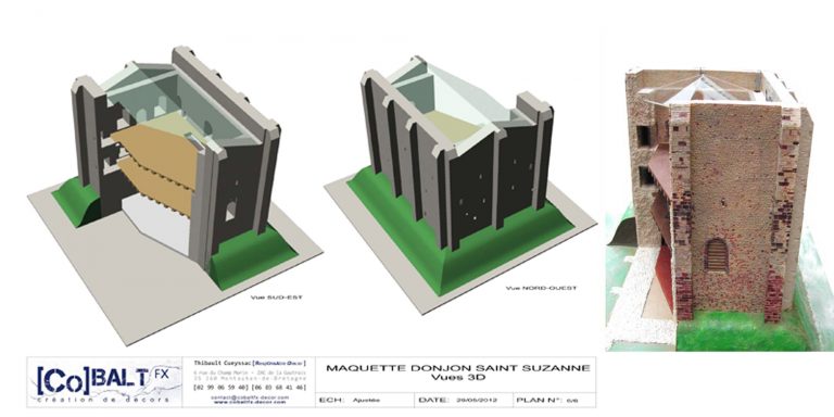 avant - après étude des plans 3d de la maquette puis sa réalisation en résine